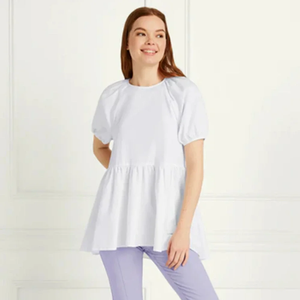 Hill House The Francesca Top Cotton Puff Sleeve Babydoll White NWT Size Small